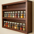 Handcrafted Wall-Mounted Wooden Spice Rack – Premium 3-Tier Walnut Finish Kitchen Organizer & Seasoning Jar Shelf